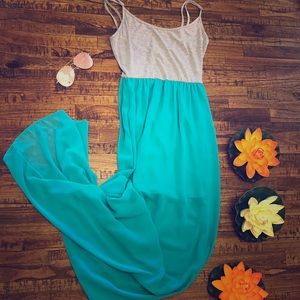 Blue and gray Forever 21 maxi dress.